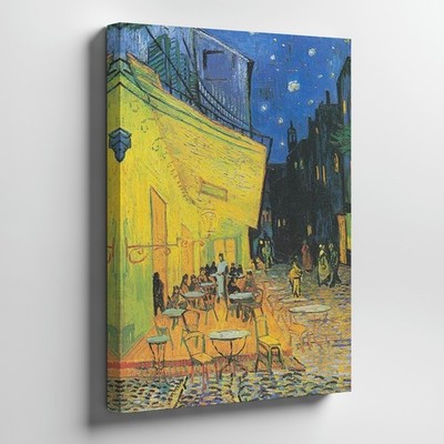 Starry Night Cafe Outdoor Canvas Wall Art Vintage European Street Scene Print