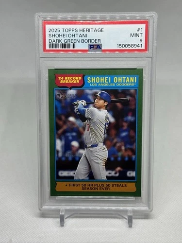 Shohei Ohtani - 2025 Topps Heritage Record Breakers Green Parallel - PSA 9