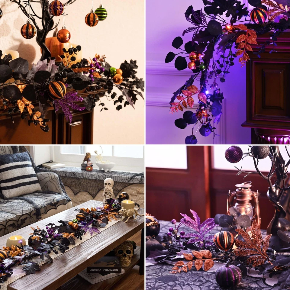 Halloween Garland for Mantel with Lights, 6 Feet Pre-Lit Jack-o'-Lantern Pump... - Image 3 of 4