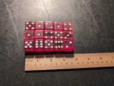 15 RED CLEAR SIX SIDED DICE