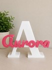 Personalized Freestanding Wooden Letter Display Initial with Name, White/Pink — photo 2