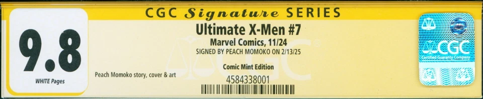 Ultimate X-Men #7 - 11/2024 - CGC 9.8 SS signature and cover by Peach Momoko coa - Bild 3 von 3