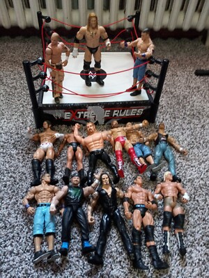  WWF WWE Ring  Smackdown Ring With 15 Wrestling Figures kids toy Red ropes