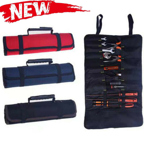 Electrician Tool Pocket Roll Up Storage Organizer Bag Canvas Chisel Tool kit New - Picture 2 of 13