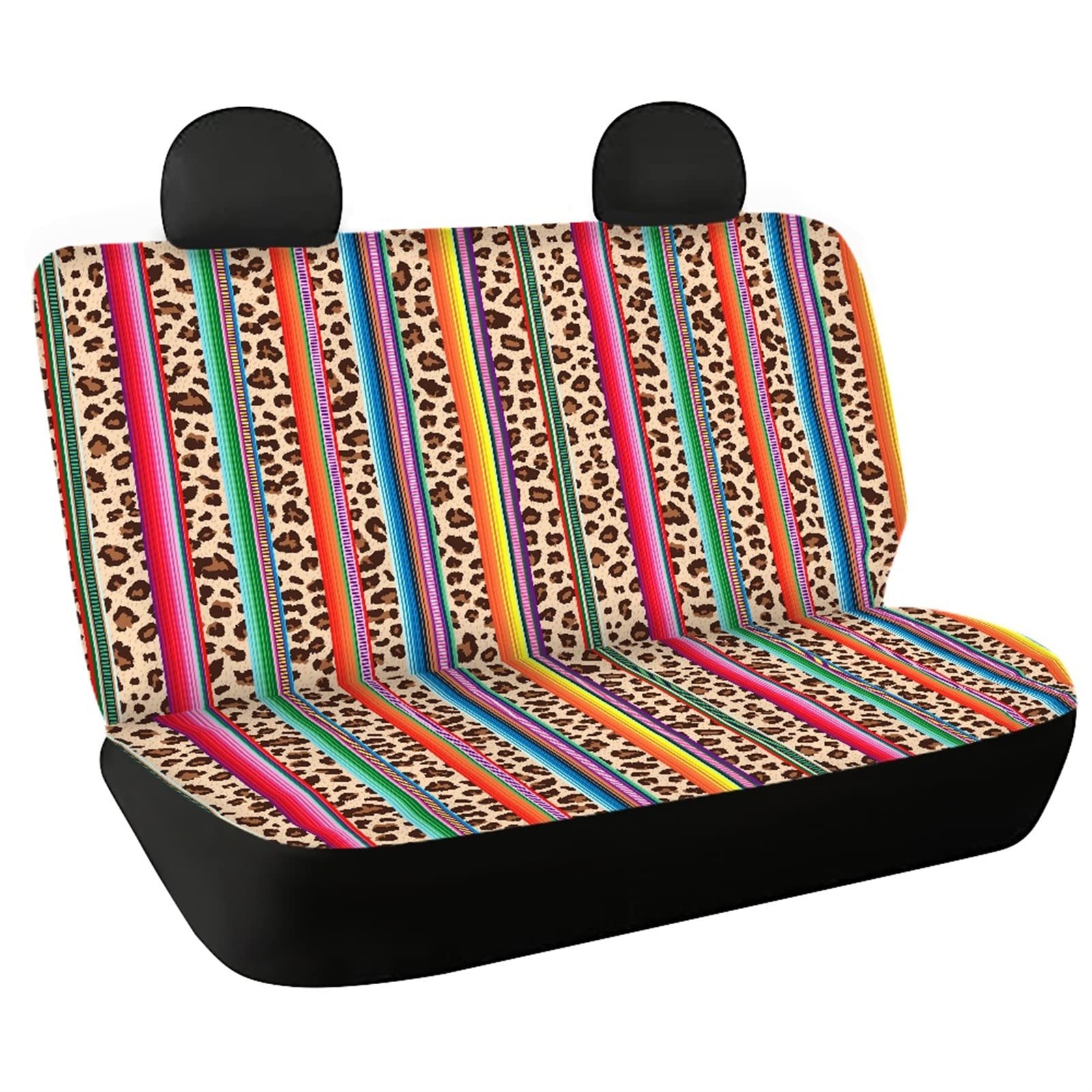 Leopard Stripe Auto Rear Bench Seat Protector Car Back Seat Covers Set of 2