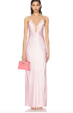 Light Pin Long, Satin Slip Dress, Prom Dress, V-neck, Frwd