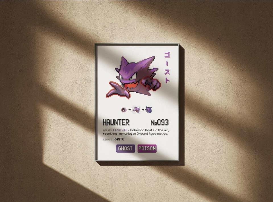 Set of 3 Gengar Evolutions Pokemon Fan Art piece canvas wall home decor Portrait - Image 3 of 4