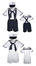 New Baby Boy Toddler Formal Party Nautical Sailor Navy or White Shorts Outfit