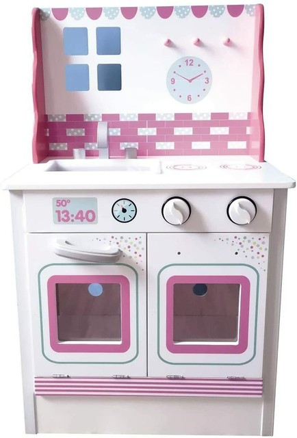 cocinita de madera rosa