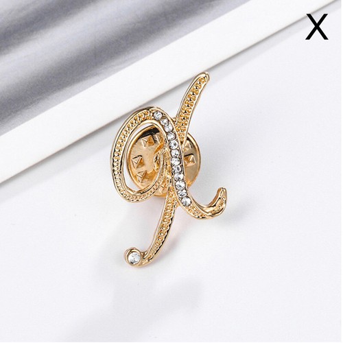 Women Shiny Crystal Rhinestones 26 Letters Brooch Pin Jewelry Wedding/Party Gift - Picture 32 of 34