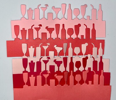 5 COCKTAIL PARTY cardstock paper die cut embellishments