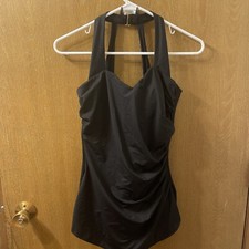 Lands' End Women's Black One Piece Swimsuit Size 8 DD NWOT