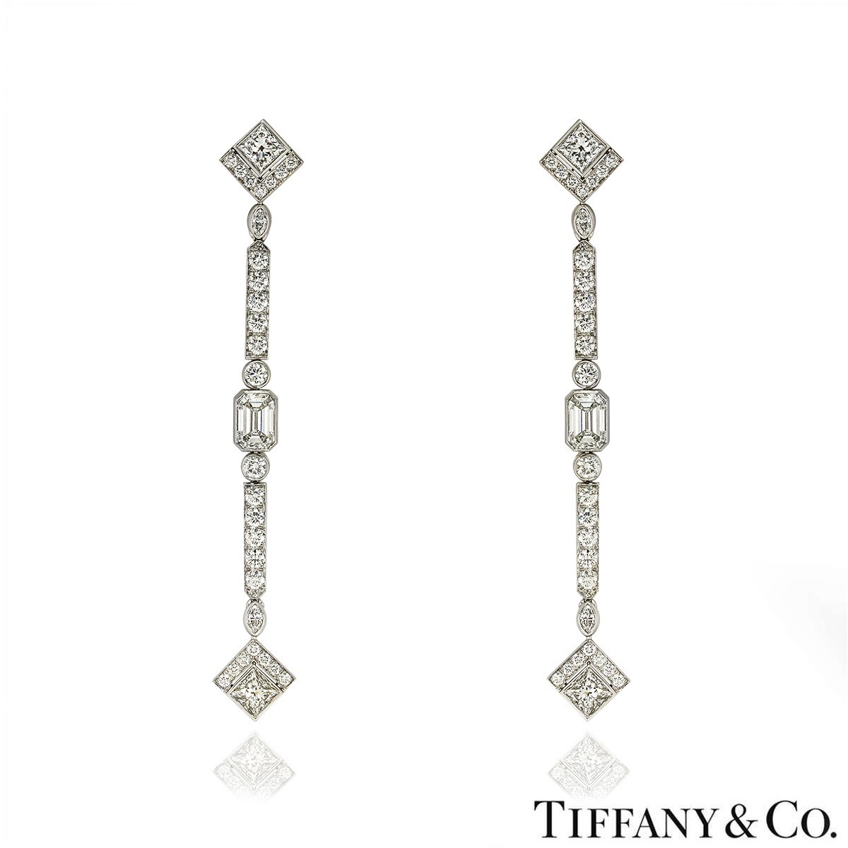 Tiffany & Co. Platinum Diamond Drop Earrings 3.75 TCW  RRP: £65,400 image 3
