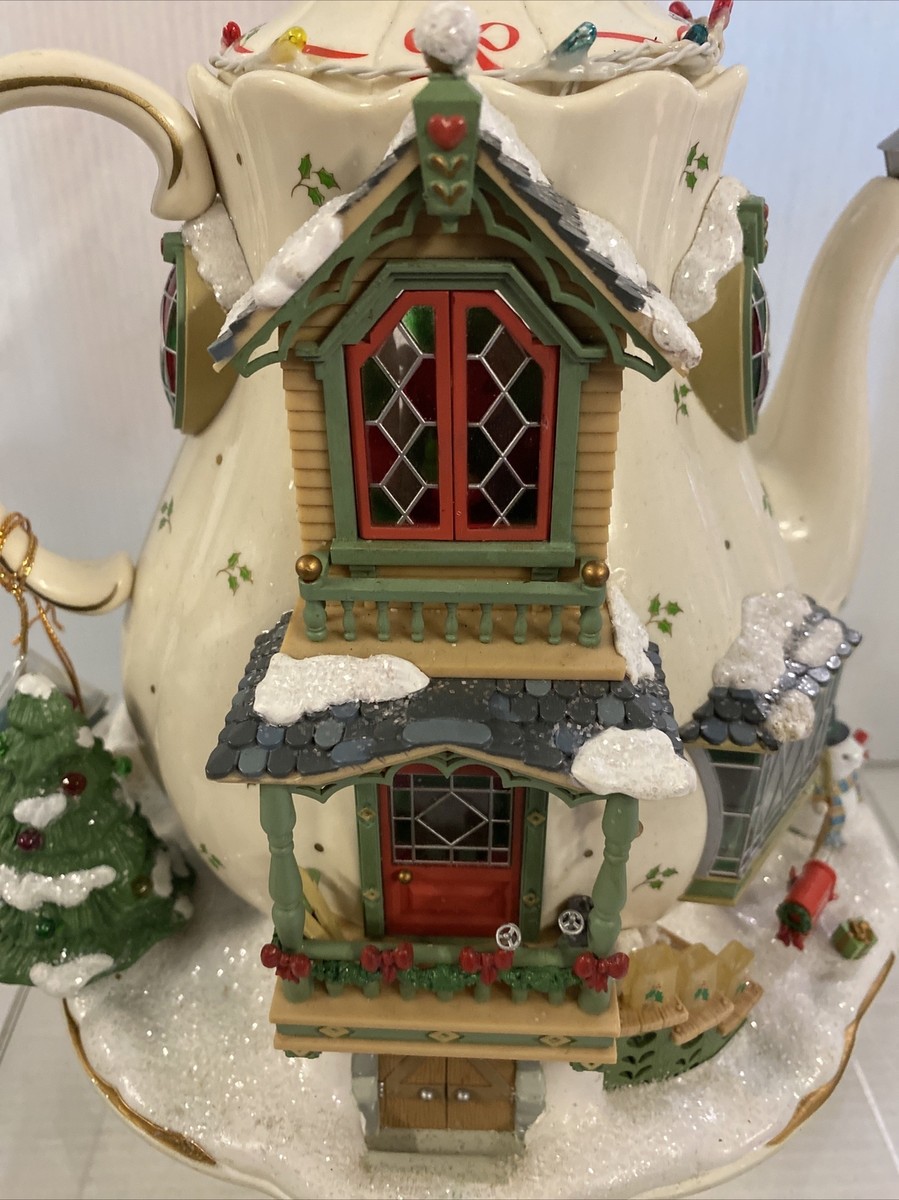 Rare Enesco 1993 Teapot Bungalow Music Box 'Twas The Night
