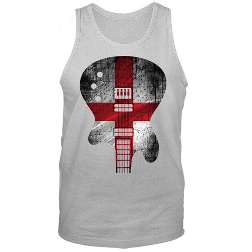 Camiseta sin mangas gráfica de banda de música de Inglaterra con bandera corporal de guitarra - Imagen 5 de 8