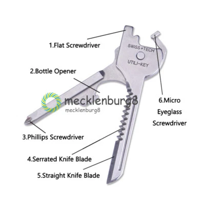 6-in-1 Multifunction Key Tool Screwdriver Opener Messer Tactical Keychain