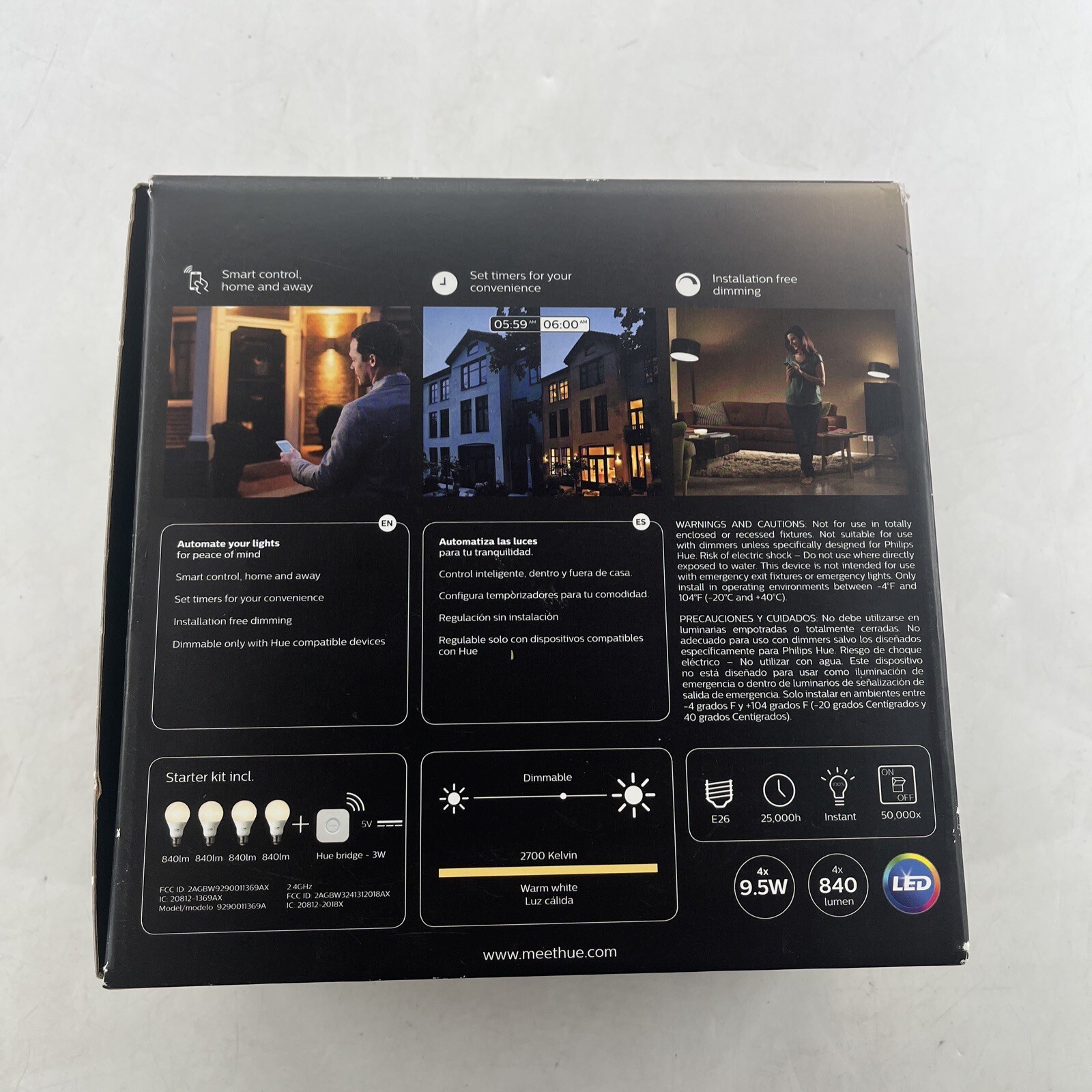 Philips Hue White A19 LED 60W Equivalent Dimmable Smart Kit (4 Bulbs and Bridge)