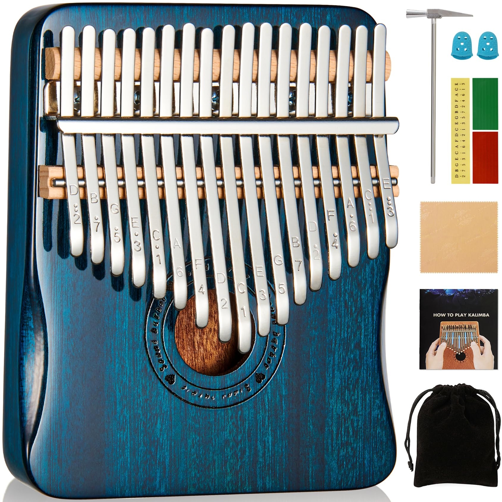 Kalimba Thumb Piano 17 Keys Finger piano (Blue)