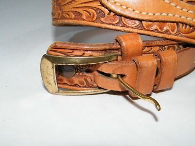 小物 Justin TOP GRAIN COWHIDE VINTAGE JUSTIN TOP GRAIN COWHIDE TOOLED BELT SIZE 22 | eBay