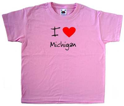 I Love Heart Michigan Pink Kinder T-Shirt