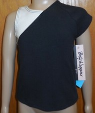 Black White Tank Cap Slv Top Body Wrappers Girls Child 8-10 Cotton/Spandex NWT