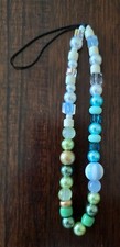 S.J JEWELRY Beaded Charm Colorful Lanyard Crystal Pearl Strap Handmade Wristlet