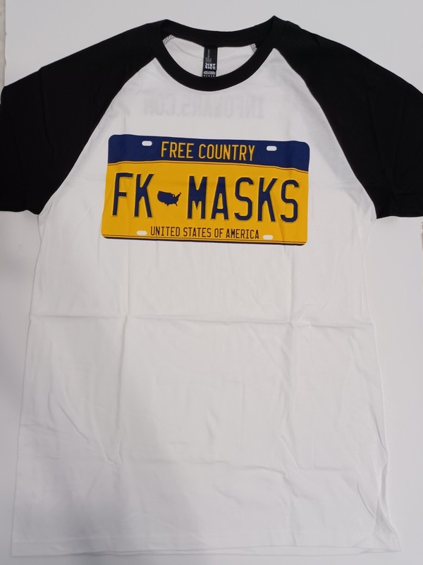 Infowars Free Country FK Masks USA Men's White T-Shirt Size Medium