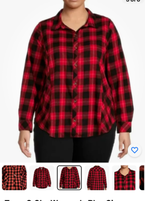 Terra & Sky Women's Plaid Button-Down Shirt Red Choose Size | eBay
