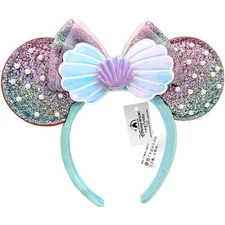 DisneyParks Ariel Little Mermaid Seashell Pearl Minnie Ears Headband 2025