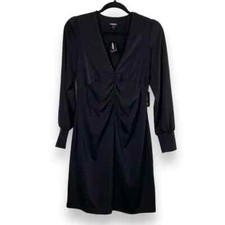 Express Dress Size S Mini Bodycon Party V Neck Bishop Sleeve NEW