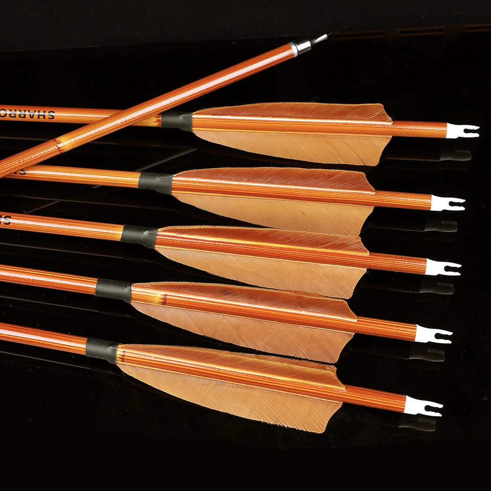 30" Archery Carbon Arrows SP500 4" Feather Traditional Recurve Bow Hunting Shoot - Image 2 of 4