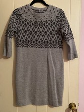 Uniqlo Fair Isle Sweater Knit Dress 100% Wool Size S Small