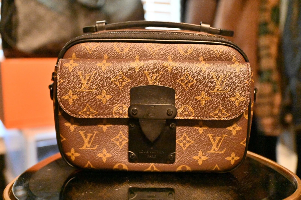 LV LV Unisex S Lock Messenger in Monogram Macassar Coated Canvas