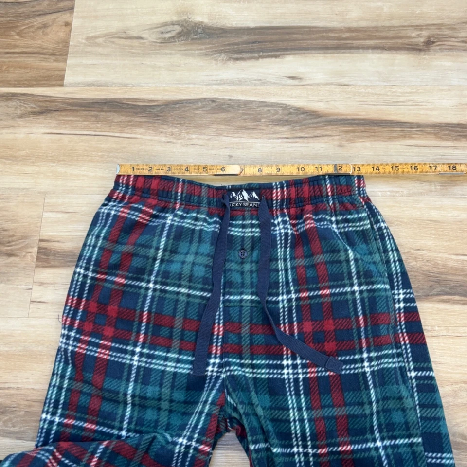 Lucky Brand Sleep Pants Mens Small Soft Fleece Plaid Drawstring - Image 4 of 4