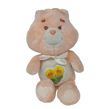 VTG 1983 Kenner Care Bears Friend Bear Plush 13" Peach W/ Sunflowers Bowtie S1C