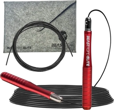 Beast Gear Springseil verstellbar Stahldraht rutschfeste Aluminiumgriffe für Fitnessstudio