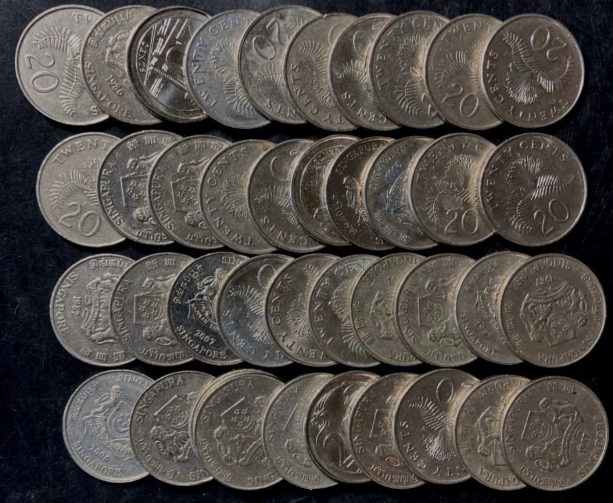 Old SINGAPORE Coin Lot - 20 CENTS - 20 Excellent Coins - Vintage