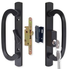 Patio Sliding Door Handle Set with Mortise Lock, Key Cylinder and Keeper, Han...