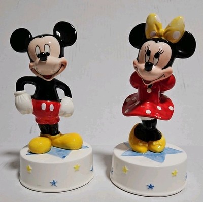 Vintage Lot of 2 Schmid Disney Mickey & Minnie Mouse on Star 7.5'' Music Boxes