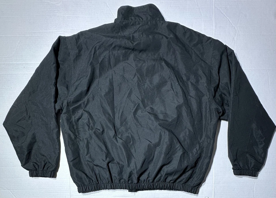 Куртка ветровка пальто для гольфа водонепроницаемая черная желтовато-коричневая отделка мужская L - Изображение 2 из 4