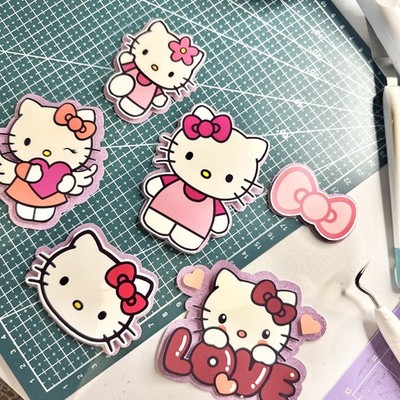 Hello Kitty Geburtstag, Tortenaufleger, Cupcake Topper, Tortenanhänger