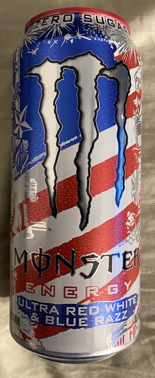 NEW FLAVOR MONSTER ENERGY ULTRA RED WHITE & BLUE RAZZ FLAVOR DRINK ZERO SUGAR CA