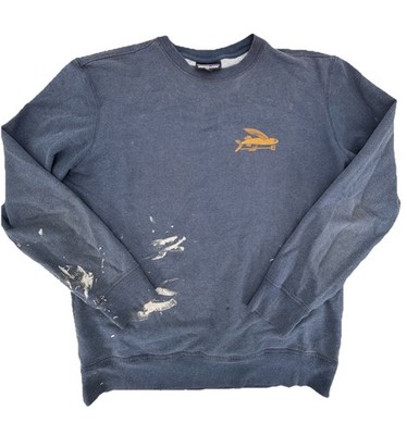 Patagonia Organic Cotton Flying Fishing Worked-In Paint Sweatshirt Size Large