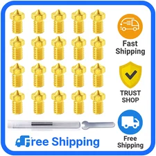 20Pcs 0.4Mm V6 Brass Nozzles for 3D Printer E3D V5 V6 MK3 with Cleaning Needles