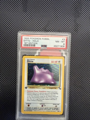 Pokemon Fossil 1999 1° EDIZIONE DITTO HOLO #3 PSA 8 NM-MT❄️✨