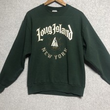 Vintage Jerzees Sweatshirt Mens Size Large Long Island New York Green 1900 s
