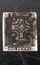 Queen Victoria GB Penny Black SG.1 Pl.9 Used Black MX 4 Large Margins Quality VF