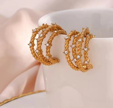 Four Layered Earrings for Women Anti Tarnish Stainless Steel Fashion Jewelry
