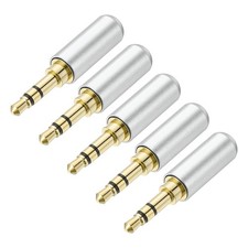 MECCANIXITY 5Pcs 3.5mm Replacement Repair Plug Jack, 3 Pole Metal Silver Tone