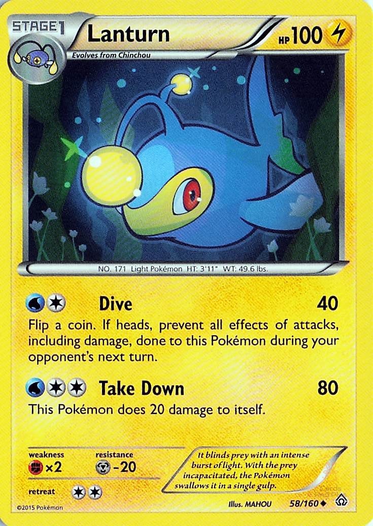 Lanturn 58/160 Primal Clash Pokemon NM